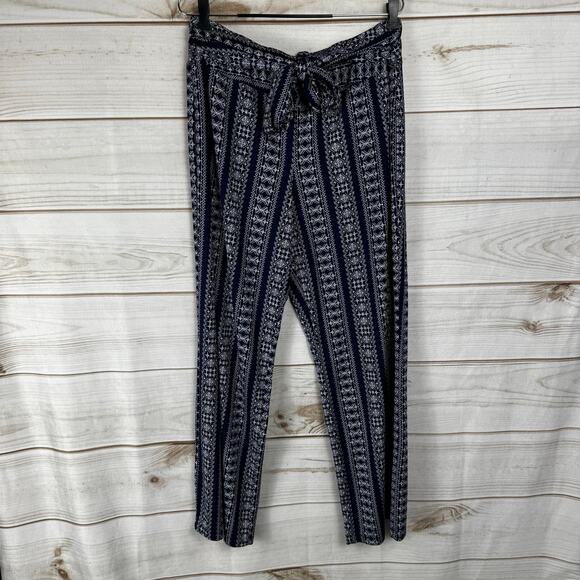 Robert Louis Navy Blue & White Elastic Waist Wide Leg Pants Size XL - Picture 1 of 6